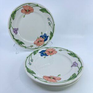 vintage villeroy & boch "amapola" salad plates textured floral motif set of 4